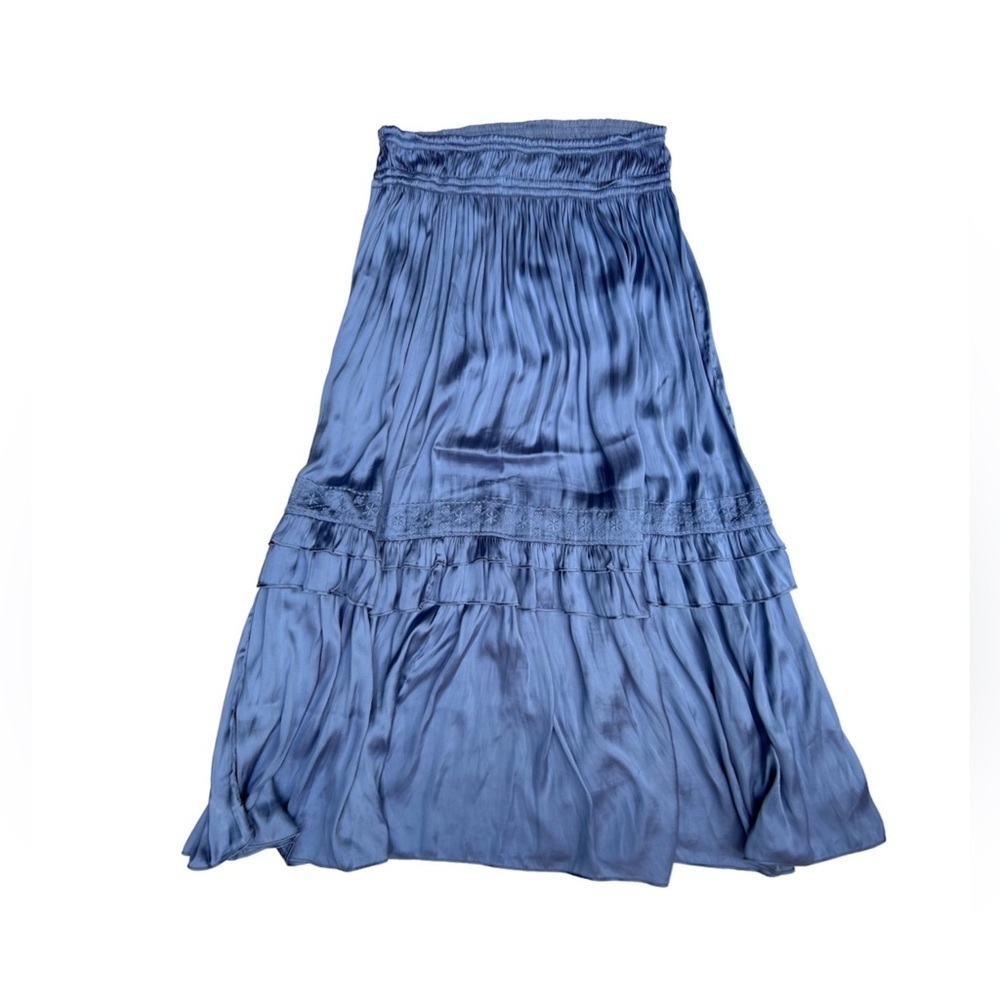 Anthropologie Satin Blue Maxi Skirt